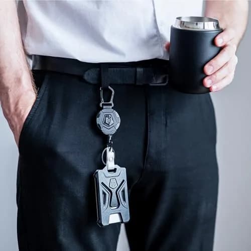 MNGARISTA Retractable Badge Holder 2-Pack | Heavy Duty Carabiner Keychain with 31.5" Retractable Reel thumbnail 2
