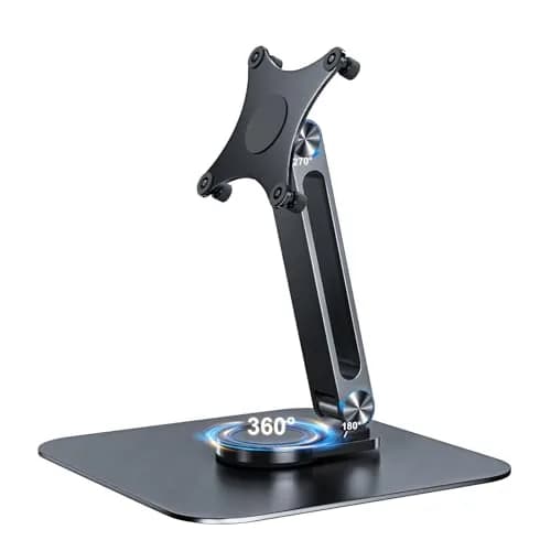 JUNEBOX Black Aluminum Alloy VESA Monitor Stand with Anti-Loss Screws, Fits 7"-18" Monitors (75x75mm VESA) | Stable Desk Mount thumbnail 1