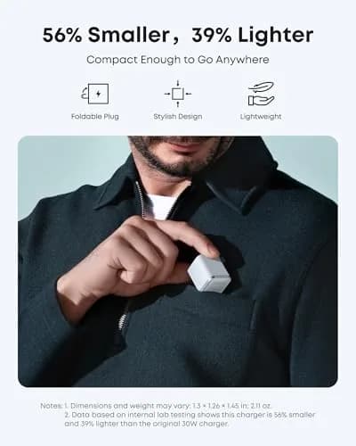 Anker Nano 45W USB-C Charger with 6ft Cable | 20V/3A Output, Foldable Plug, White thumbnail 5