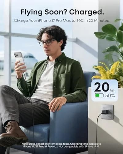 Anker Nano 45W USB-C Charger with 6ft Cable | 20V/3A Output, Foldable Plug, White thumbnail 3
