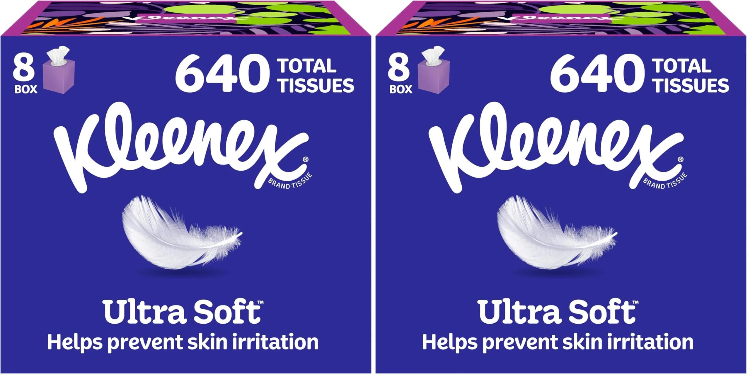 Kleenex Ultra Soft Facial Tissues Cube Boxes, 80 Tissues per Box, 3-Ply, Pack of 16 | Hypoallergenic & Dermatologist Tested