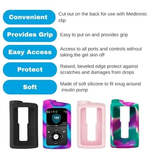 Sugar Medical Medtronic Silicone Protective Insulin Pump Cover for MiniMed 630G/640G/670G/770G/780G Pumps, Purple/Green/White (1-Pack) thumbnail 6