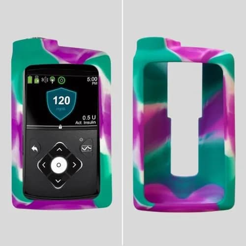 Sugar Medical Medtronic Silicone Protective Insulin Pump Cover for MiniMed 630G/640G/670G/770G/780G Pumps, Purple/Green/White (1-Pack) thumbnail 2