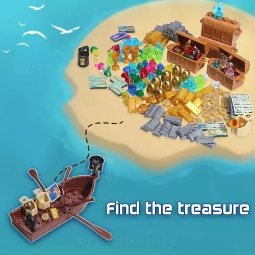 BrickBounty 220 Pcs Pirate Treasure Building Blocks Set | Wooden Ships & Accessories for Kids thumbnail 6