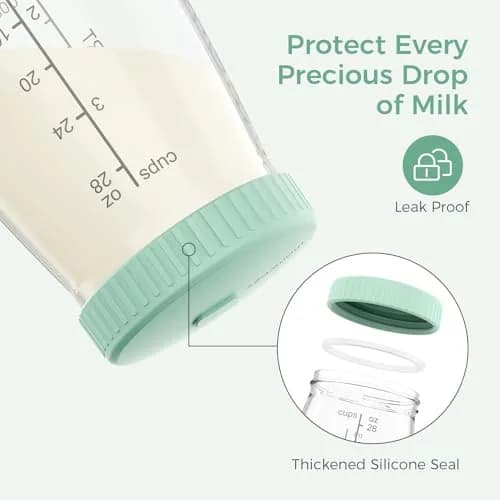 Momcozy Glass Breast Milk Pitcher Lid Green | Leak Proof with Thickened Silicone Seal & Pressure Release Valve (1 pc) thumbnail 4