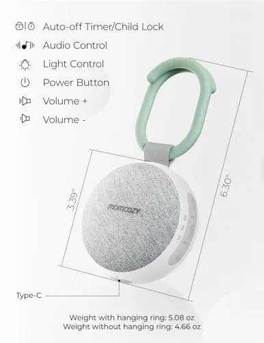 Momcozy Portable Sound Machine with Night Light | 20 Soothing Sounds for Baby Sleep thumbnail 8