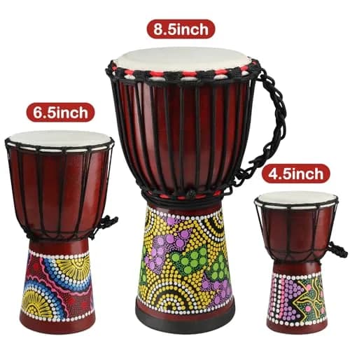 GOGHOST Mini Wood Djembe Drum 11.4cm (4.5'') x 20.3cm (8'') | Authentic African Hand Drum with Goatskin Head thumbnail 3