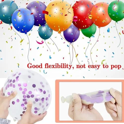 KUULBELA 68Pcs Pink and Purple Balloons 12 Inch Metallic Purple Pink Latex Balloon Confetti Balloons with Ribbons | Party Decorations thumbnail 3