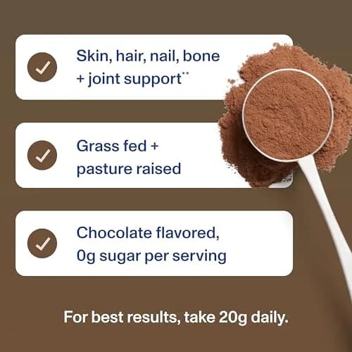 Vital Proteins Grass Fed Collagen Powder Chocolate 17.1 oz (485 g) | Supports Hair, Skin, Joints & Bones thumbnail 7