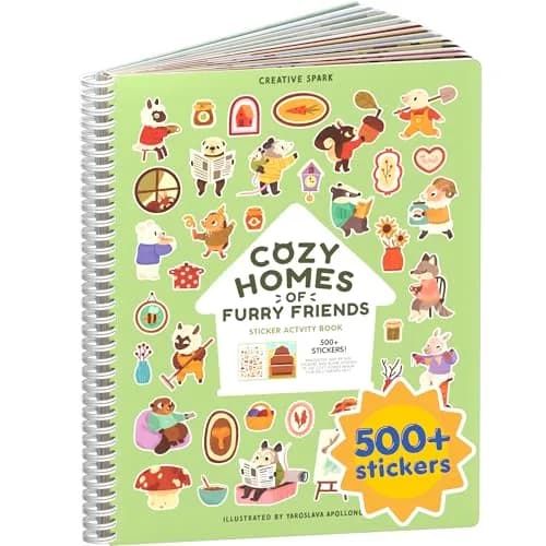 CUPKIN Cozy Homes of Furry Friends Sticker Book | Toddler Activity Coloring & Sticker Book for Ages 2-8 Years — Cozy Homes