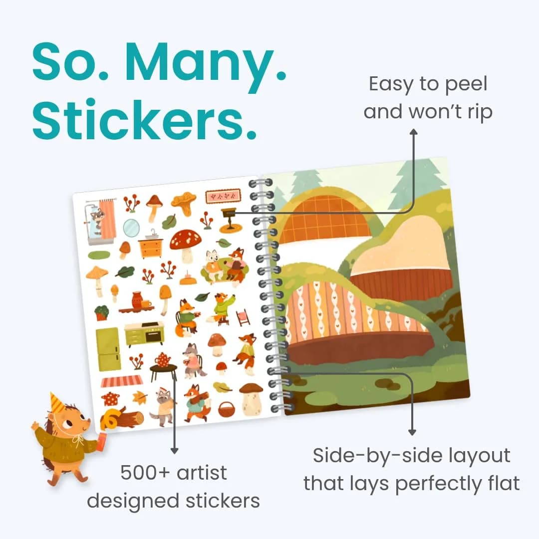 CUPKIN Cozy Homes of Furry Friends Sticker Book | Toddler Activity Coloring & Sticker Book for Ages 2-8 Years thumbnail 2