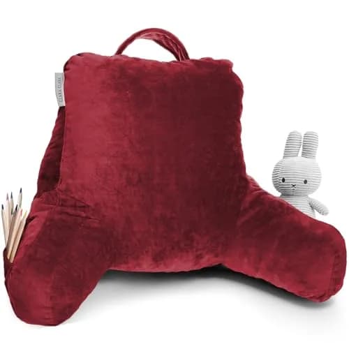 Clara Clark Small Red Reading Pillow with Shredded Memory Foam & Pockets | 35cm (14") thumbnail 1