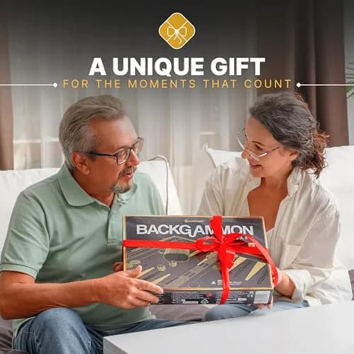 Queensell Large Black Backgammon Set 38.1 cm (15 Inch) | Classic Strategy Board Game for 2 Players thumbnail 2