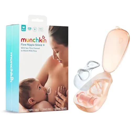 Munchkin Flow 20mm Nipple Shield for Breastfeeding Newborns | See Milk Flow While Nursing thumbnail 1