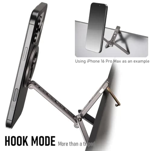 SHINEWEE Magnetic Tripod for iPhone 12-17 | Magsafe Mount with Hook & Cold Shoe (88mm folded, 140mm height) thumbnail 5