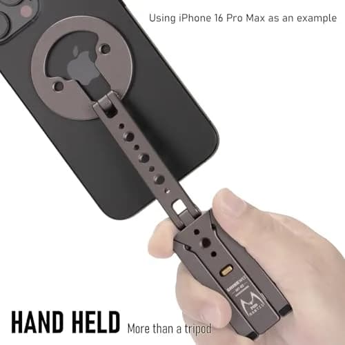 SHINEWEE Magnetic Tripod for iPhone 12-17 | Magsafe Mount with Hook & Cold Shoe (88mm folded, 140mm height) thumbnail 6