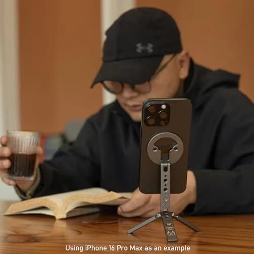 SHINEWEE Magnetic Tripod for iPhone 12-17 | Magsafe Mount with Hook & Cold Shoe (88mm folded, 140mm height) thumbnail 9