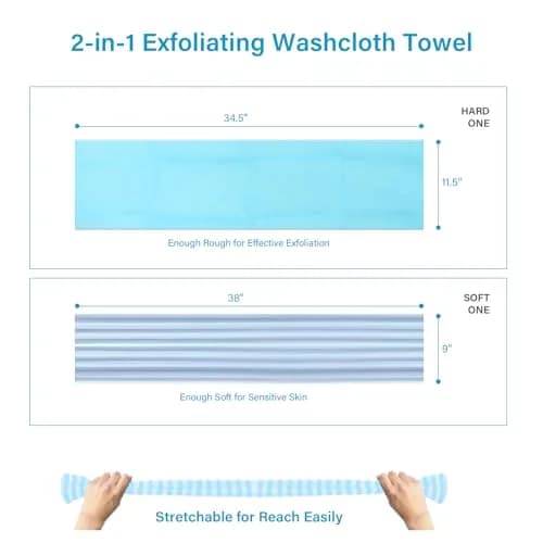 Yiclick 2pcs Bath & Body Loofah Sponge Net | Exfoliating Back Scrubber for Shower (38in x 9in) | Nylon thumbnail 7