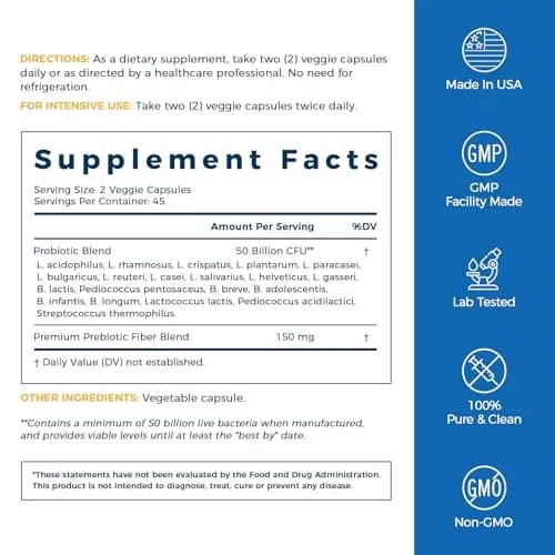 NewRhythm Probiotics 50 Billion CFU 20 Strains, 90 Veggie Capsules | Targeted Release Technology thumbnail 8