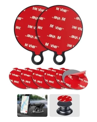 APPS2Car 3M Adhesive Pads 2pcs 70mm Round & 6pcs 35mm (2.9in x 2.9in) | Secure Mounts for Car Phone Holders & GPS thumbnail 1