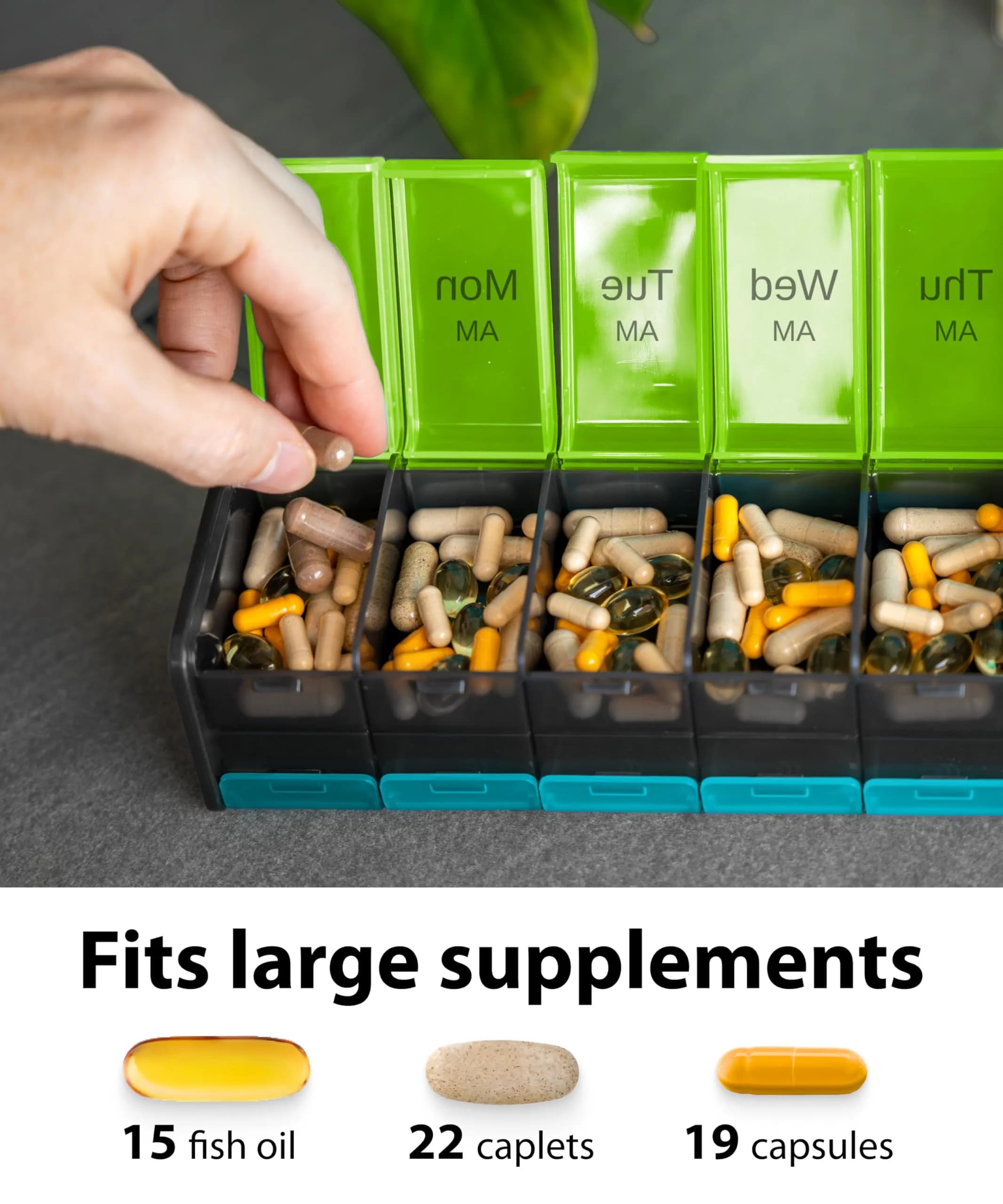 BEXEEN Extra Large Pill Organizer XXL Pill Box 7 Day | 14 Compartments (7 Day/Night) - view 5