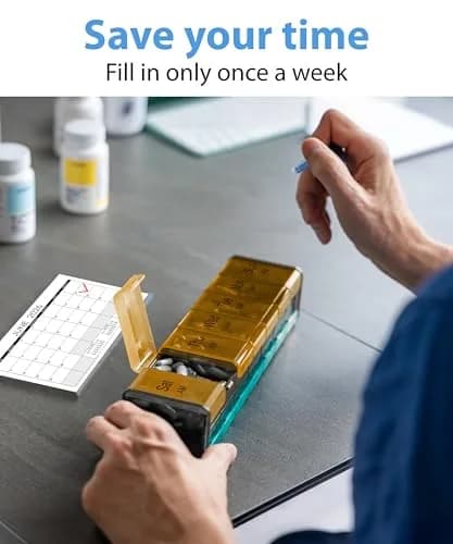 BEXEEN Extra Large Pill Organizer XXL Vitamin Holder with 14 Big AM PM Compartments | 2 Times a Day Weekly Medicine Dispenser thumbnail 8