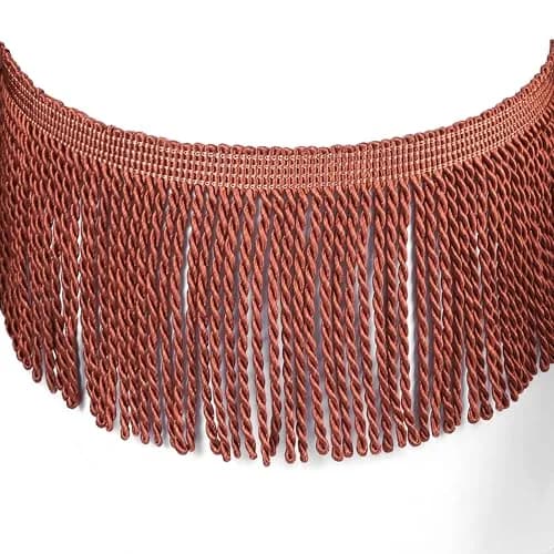 Fenghuangwu Red Coffee Bullion Fringe Trim 180cm (5 Yard) | Classic Rayon Tassel Embellishment for Curtains & DIY thumbnail 1