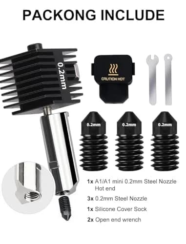 Mviioe 0.2mm A1 A1 Mini A2L Hotend Kit with Silicone Sock | Compatible with Bambu Lab Series thumbnail 2