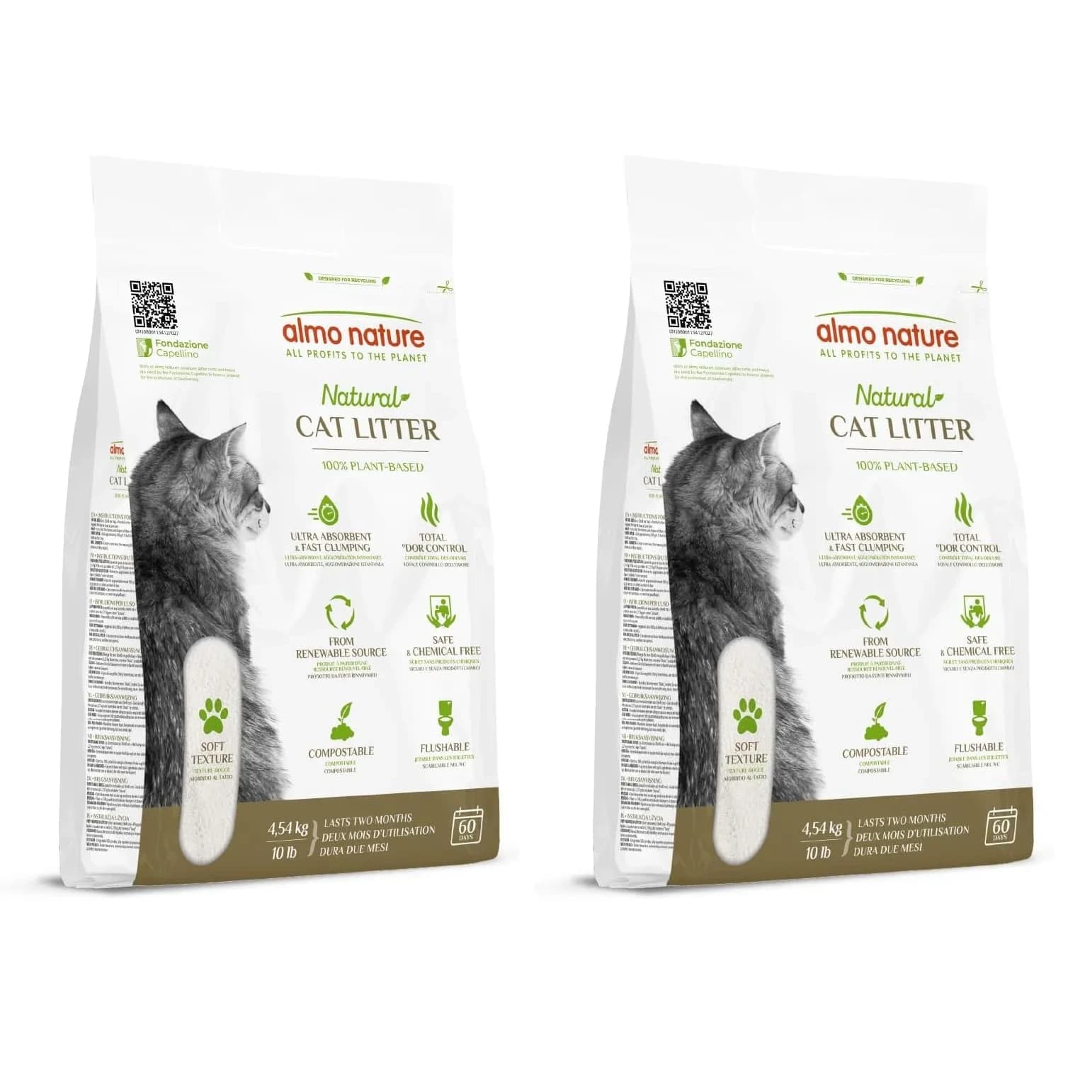 almo nature Natural Plant-Based Clumping Cat Litter 4.54 kg (10 lb) Pack of 2 | Biodegradable Odor Control - main product image
