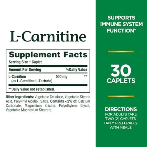 Nature's Bounty L-Carnitine 500 mg 60 Tablets (120 Servings) thumbnail 2