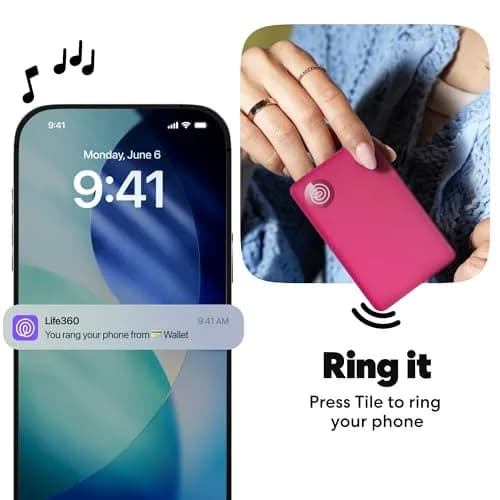 Life360 Tile Slim Wallet Finder & Bluetooth Tracker 1-Pack (Pink Punch) | Compatible with iOS & Android thumbnail 5