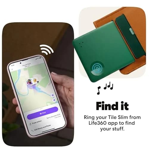 Life360 Tile Slim Wallet Finder Bluetooth Tracker for iOS & Android | Discreet SOS & Family Safety (1-Pack, Green Surf) thumbnail 4
