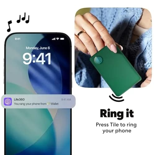 Life360 Tile Slim Wallet Finder Bluetooth Tracker for iOS & Android | Discreet SOS & Family Safety (1-Pack, Green Surf) thumbnail 5
