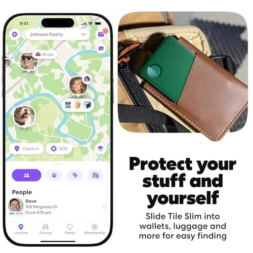 Life360 Tile Slim Wallet Finder Bluetooth Tracker for iOS & Android | Discreet SOS & Family Safety (1-Pack, Green Surf) thumbnail 3