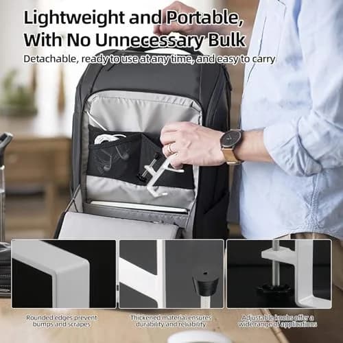 CaLeQi White 4 Pcs Double Hook Desk Mount Bag Holder Clamp | Max 30 lb Capacity thumbnail 8