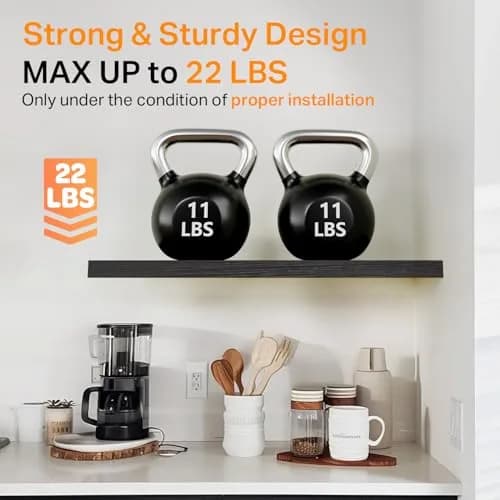 BAYKA Floating Shelves 22.5in | Modern Wall Decor for Bathroom Bedroom Kitchen thumbnail 3