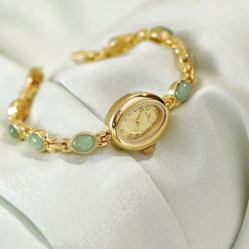 MASTOP Vintage Gold-Tone Crystal Oval Watch for Women | Small Dial Waterproof Dress Quartz thumbnail 4