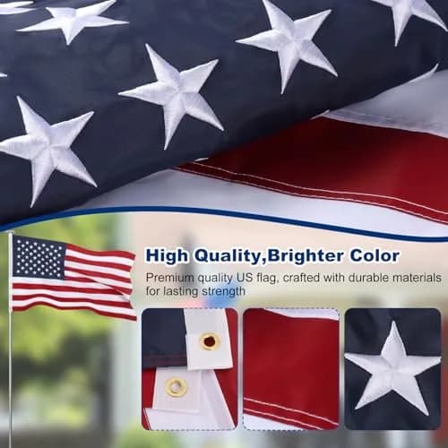 MixOra American Flags for Outside 3x5 ft Heavy Duty | Embroidered Stars & Stripes, Waterproof, Tear Proof thumbnail 2