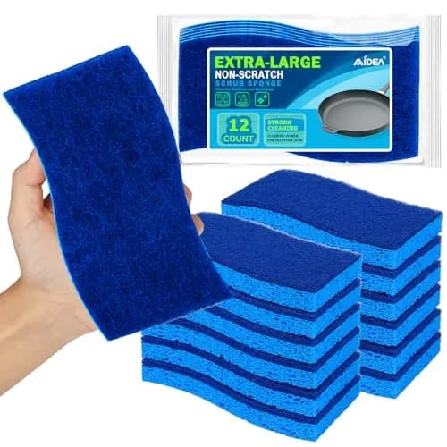 AIDEA Extra Large XL Scrub Sponges (12 Count) | Fast Cleaning, Non-Scratch thumbnail 1