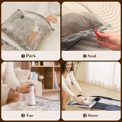 Vacbird Travel Vacuum Bags with Rechargeable Pump & 18-Piece Set | 1.33 kg (2.95 lb) Total Weight, 1500mAh Battery thumbnail 6