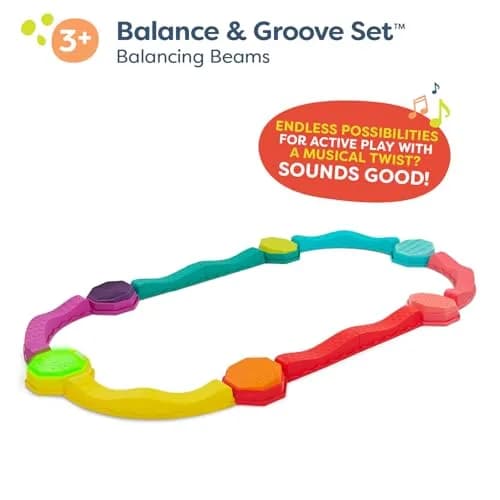 B. toys Balance Beam Set, Musical Wavy Beams & Sensory Stones | Active Indoor & Outdoor Play for Kids 3+ thumbnail 2