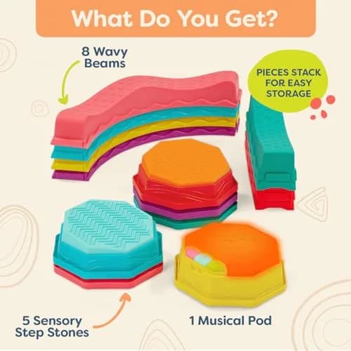 B. toys Balance Beam Set, Musical Wavy Beams & Sensory Stones | Active Indoor & Outdoor Play for Kids 3+ thumbnail 3