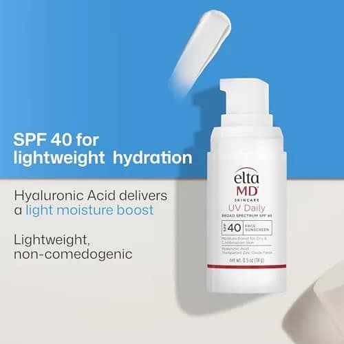 EltaMD UV Daily Untinted Face Sunscreen Moisturizer SPF 40, 15ml (0.5 Fl Oz) | Hydrates Dry Skin, No White Cast thumbnail 4