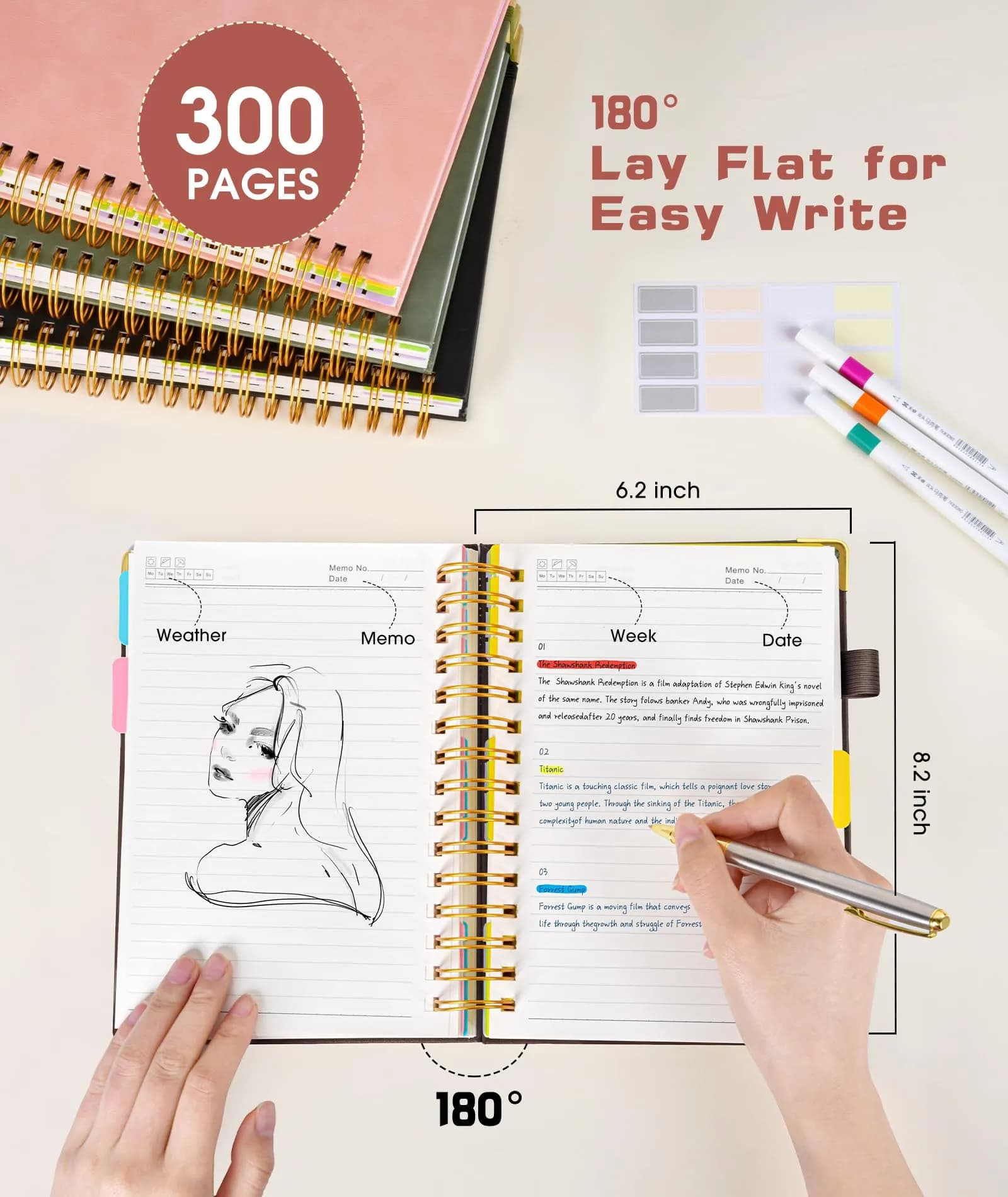 dilitego Hardcover Spiral Notebook 300 Pages A5 Brown | Smooth Writing Acid-Free Paper thumbnail 2