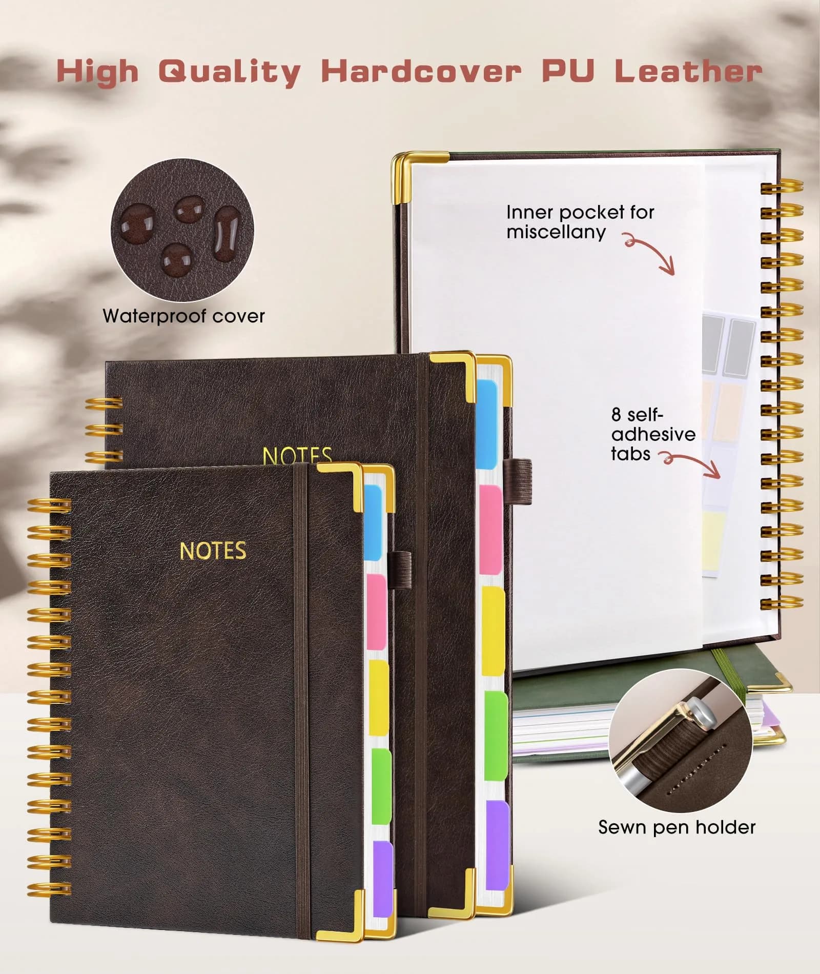 dilitego Hardcover Spiral Notebook 300 Pages A5 Brown | Smooth Writing Acid-Free Paper thumbnail 3