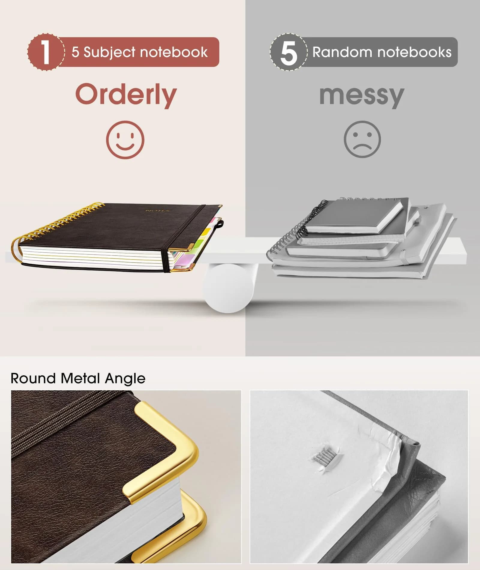 dilitego Hardcover Spiral Notebook 300 Pages A5 Brown | Smooth Writing Acid-Free Paper thumbnail 4