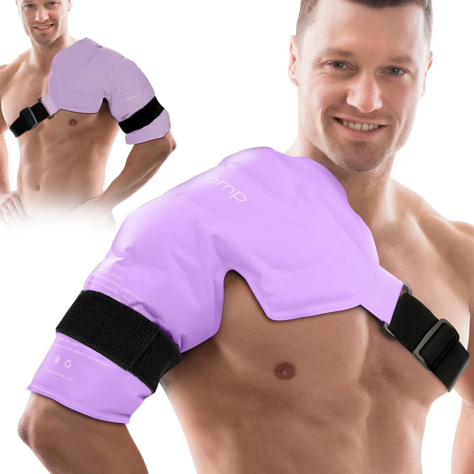 Comfytemp Shoulder Ice Pack Wrap Rotator Cuff Therapy Large/X-Large Purple | Cold & Hot Therapy for Pain Relief