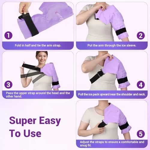 Comfytemp Shoulder Ice Pack Wrap Rotator Cuff Therapy Large/X-Large Purple | Cold & Hot Therapy for Pain Relief thumbnail 6