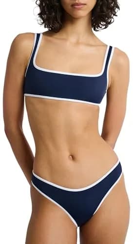 Onia Women's Standard Claire Bikini TOP, DEEP Navy/White | Adjustable straps & padding for perfect fit thumbnail 1