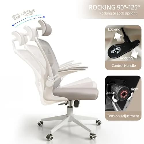 SICHY AGE High Back Mesh Office Chair with Adjustable Lumbar Support & Flip-Up Armrests | 24.59in x 20in x 49.2in thumbnail 6